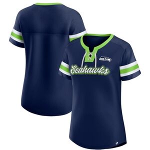 Fanatics Seattle Seahawks True Catch Iconic Bling Athena Lace-up Tee - navy